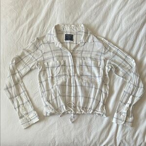 Abercrombie & Fitch White Plaid Button Down Shirt